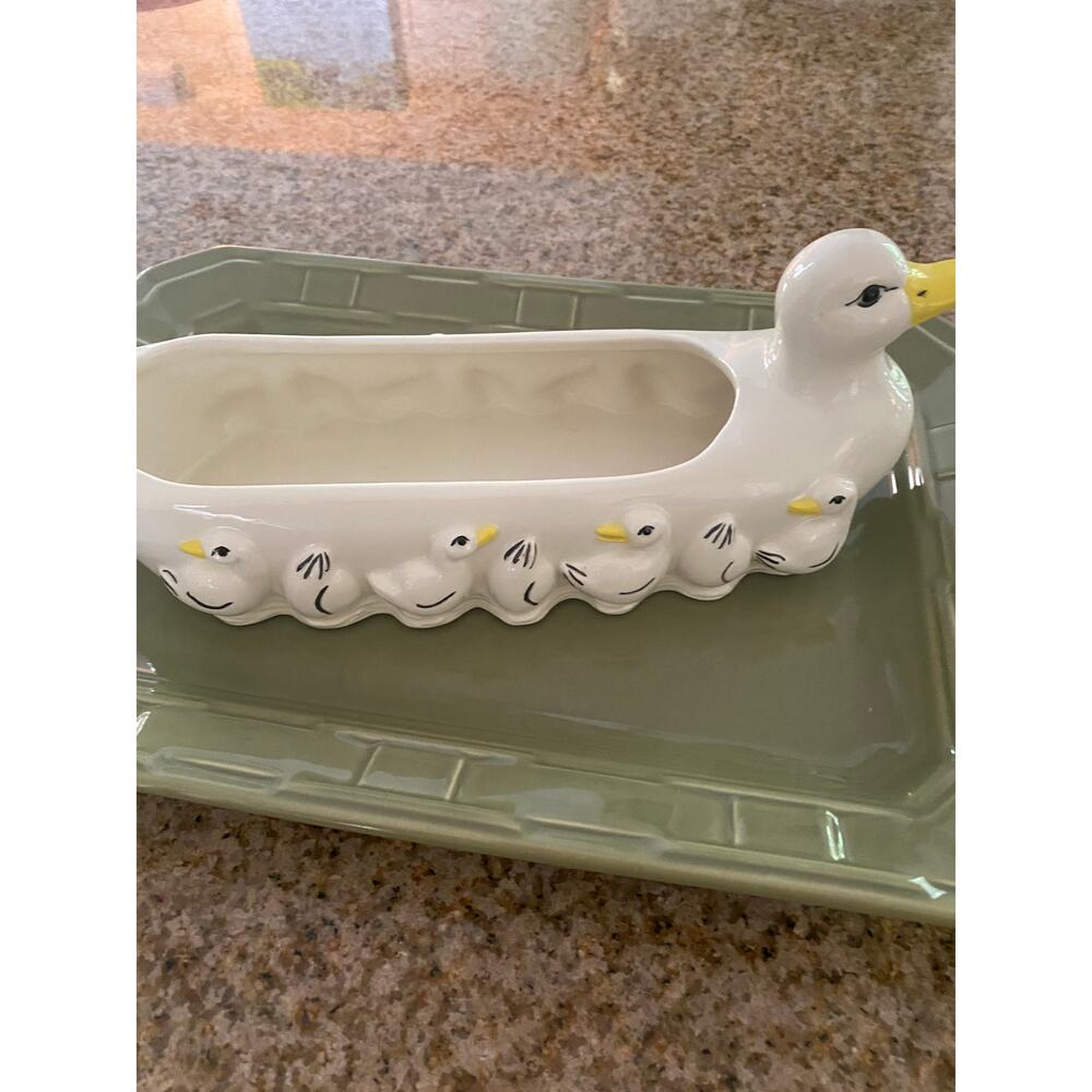 Vintage Duck with Ducklings Candy Dish Dip Bowl Planter - Picture 4 of 5